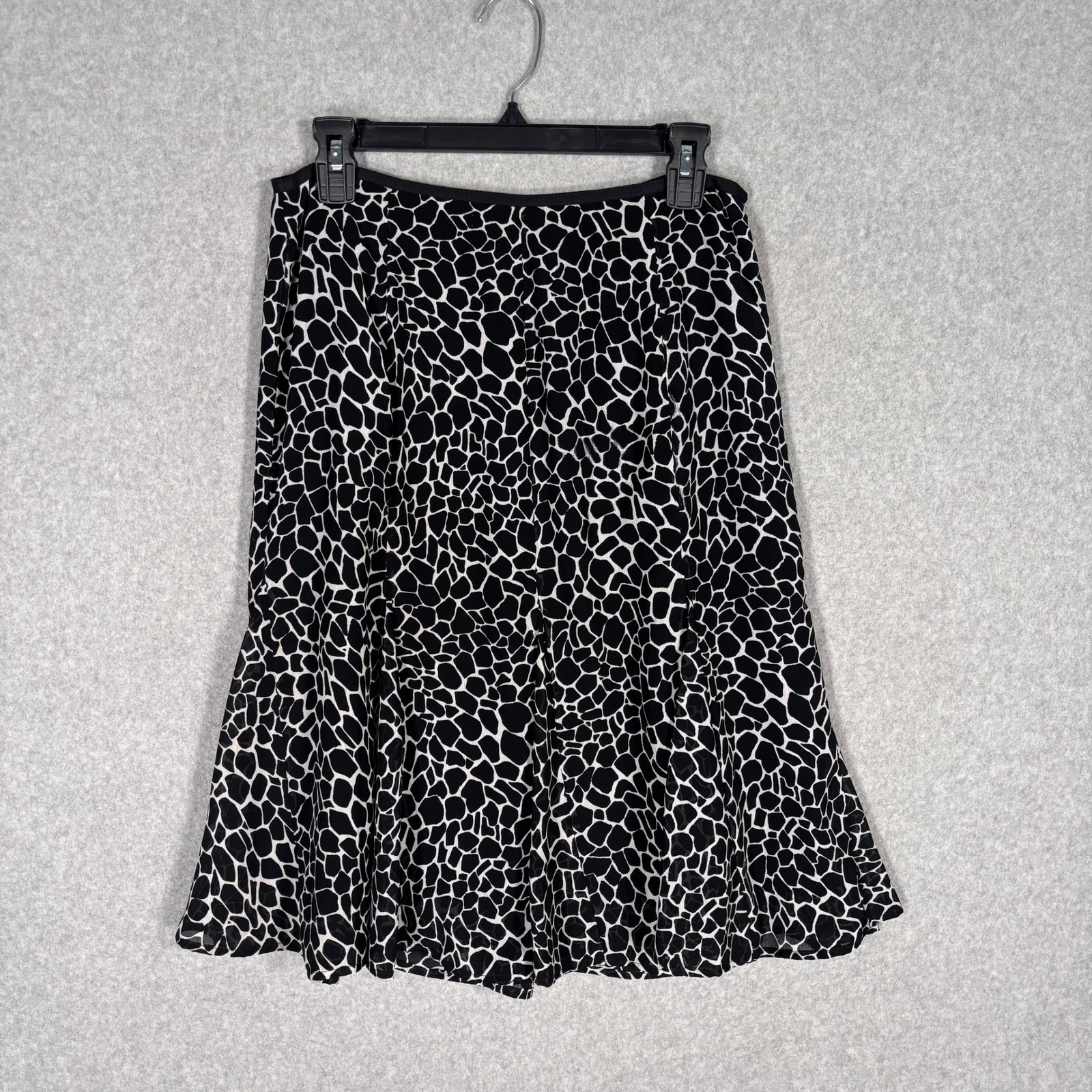 90s Flared Animal Print Skirt 4 Black White Giraffe Chiffon Ruffle Whimsigoth